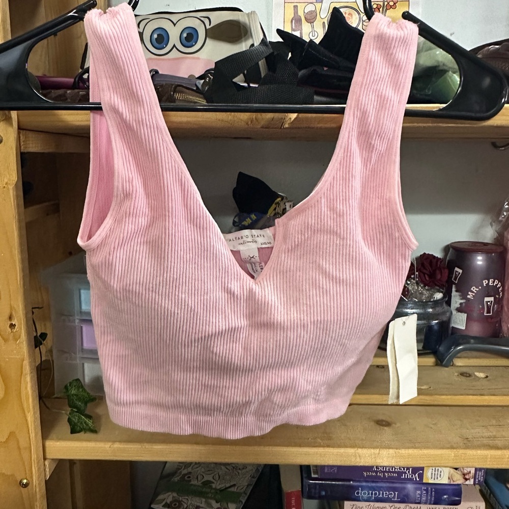 Altar'd State Pink Ribbed Tank Top